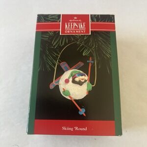 Vintage 1992 Hallmark Keepsake Ornament Skiing 'Round‎ NIB